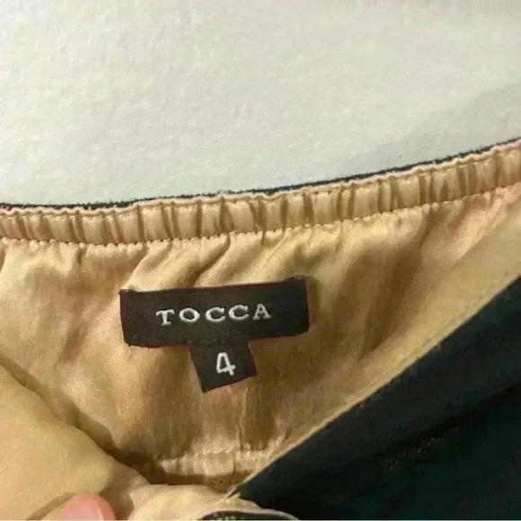 Tocca Sheer Strapless Cocktail Cotton Silk Mini Dress Black Lace Size 4 - Picture 2 of 5